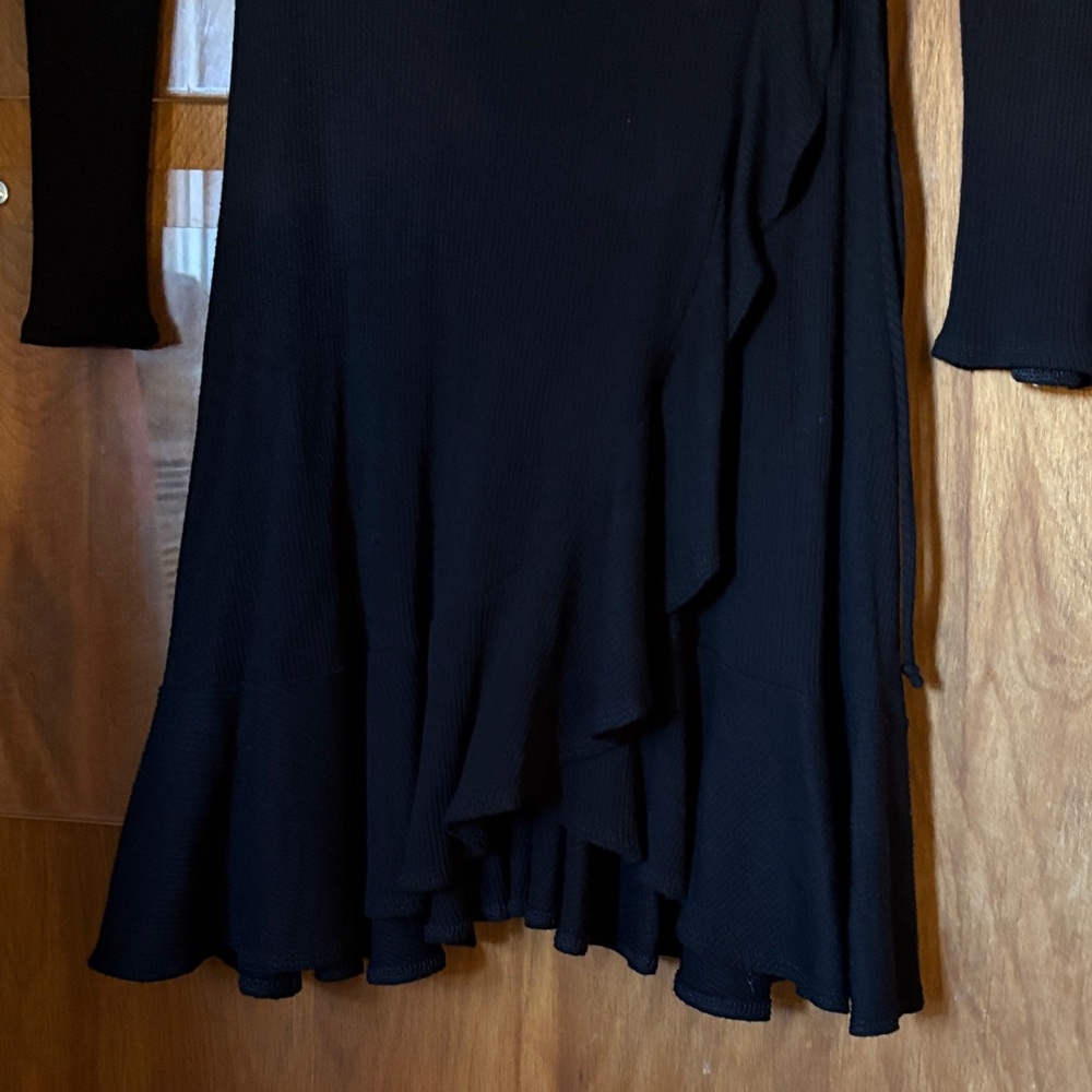 Aqua Wrap Dress Long Sleeve Black - Picture 5 of 6